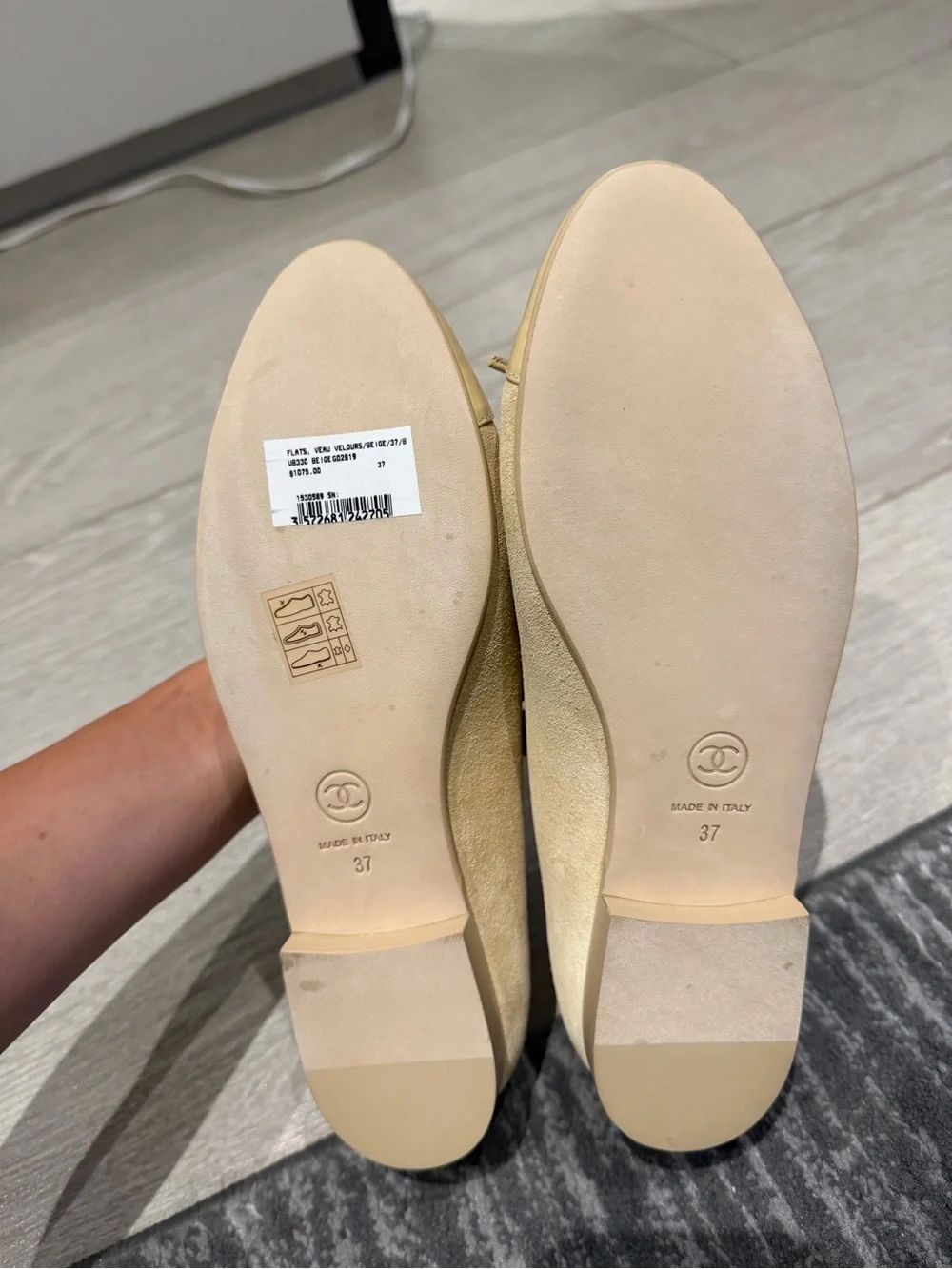 CHANEL NWT Beige Cap-Toe Ballet Flats